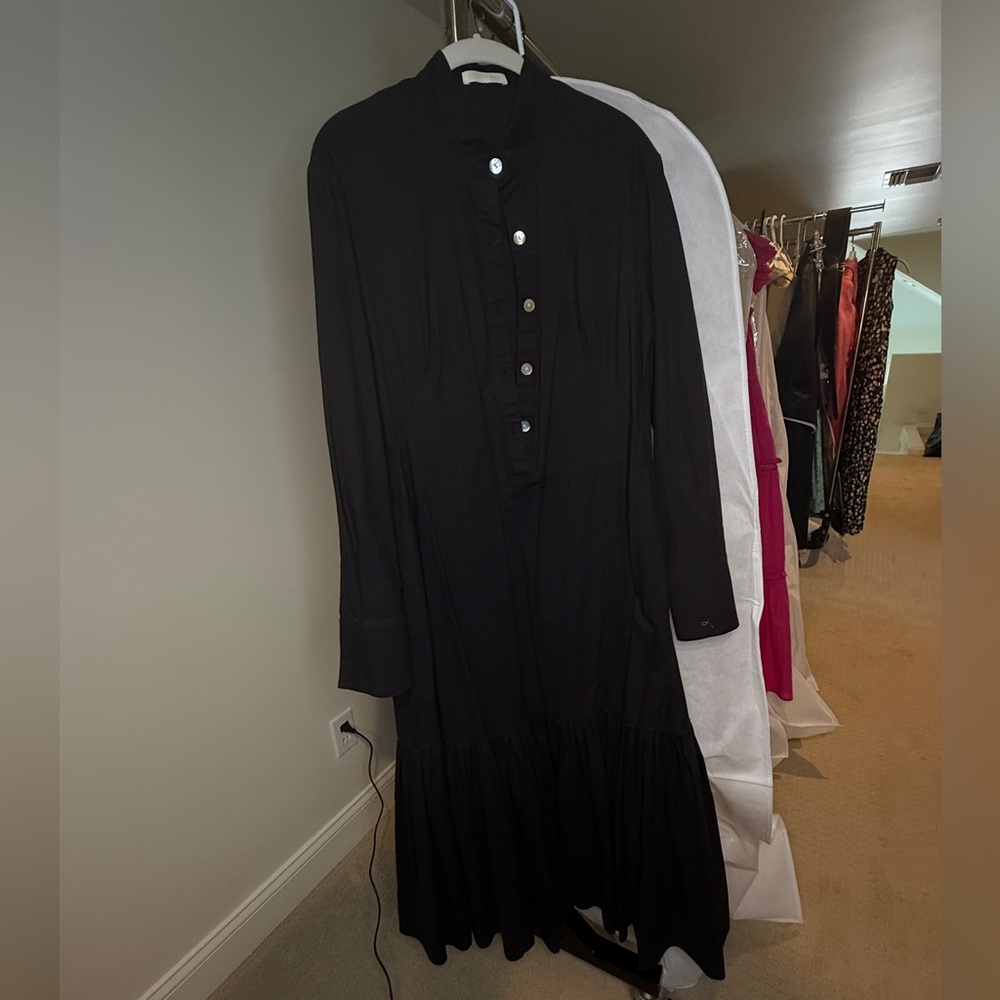 Cheeky Vintage Black Long Sleeve Mock Neck Dress with ruffled hem